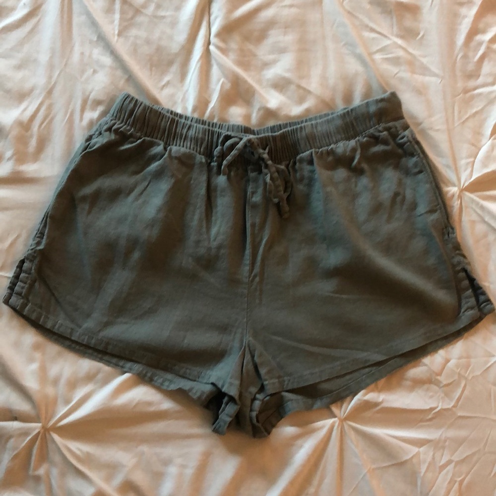 Olive Green Fabric Shorts